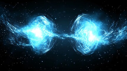 Wall Mural - Radiant blue starburst with cosmic glow against deep black space made with Generative AI technology
