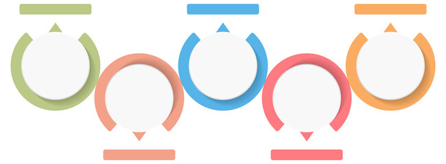 Wall Mural - Process diagram template with circles, flowchart or workflow with five elements