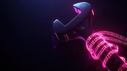 Wall Mural - digital wrench in dark studio setting