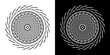 © Wendi - Abstract background with line pattern forming circle. Spiral art design as logo or icon. Black lines on white background and same white lines on black side. Mandala with line pattern.