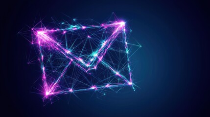 Wall Mural - abstract glowing email symbol on dark background