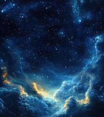 Wall Mural - fantasy night sky with glowing stars and cosmic clouds