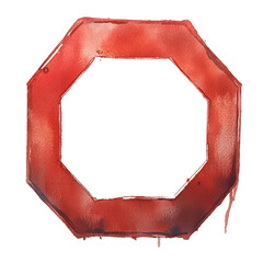 Wall Mural - abstract geometric form in a vibrant crimson watercolor against stark backdrop