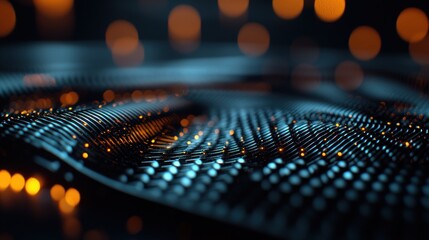 Wall Mural - Abstract, futuristic, data, waves, in a dark, glowing background