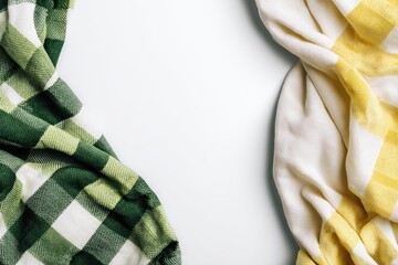 Aufkleber - Plaid fabric draped on white background
