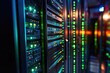© Harsha - Illuminated server racks in a data center, showcasing technological infrastructure and network operations.