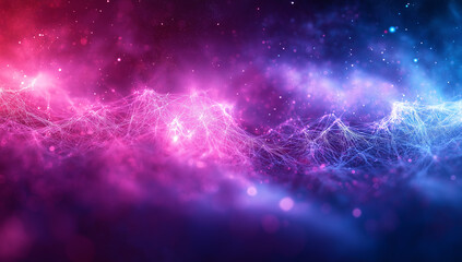dynamic geometric background with blue lines and golden light on dark purple