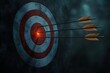 © Tatyana - Accurate arrow hitting bullseye target with dramatic lighting in foggy atmosphere business strategy concept
