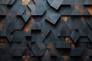 Dark Triangular Pattern Technology Background Three Dimensional Geometric Mosaic Abstract Wallpaper