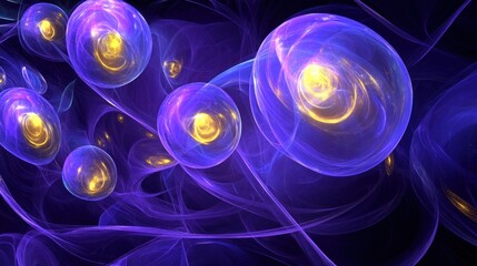 Wall Mural - Abstract illustration of interconnected, glowing orbs.