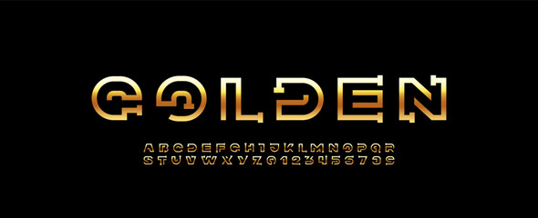 Canvas Print - font digital cyber trendy golden alphabet