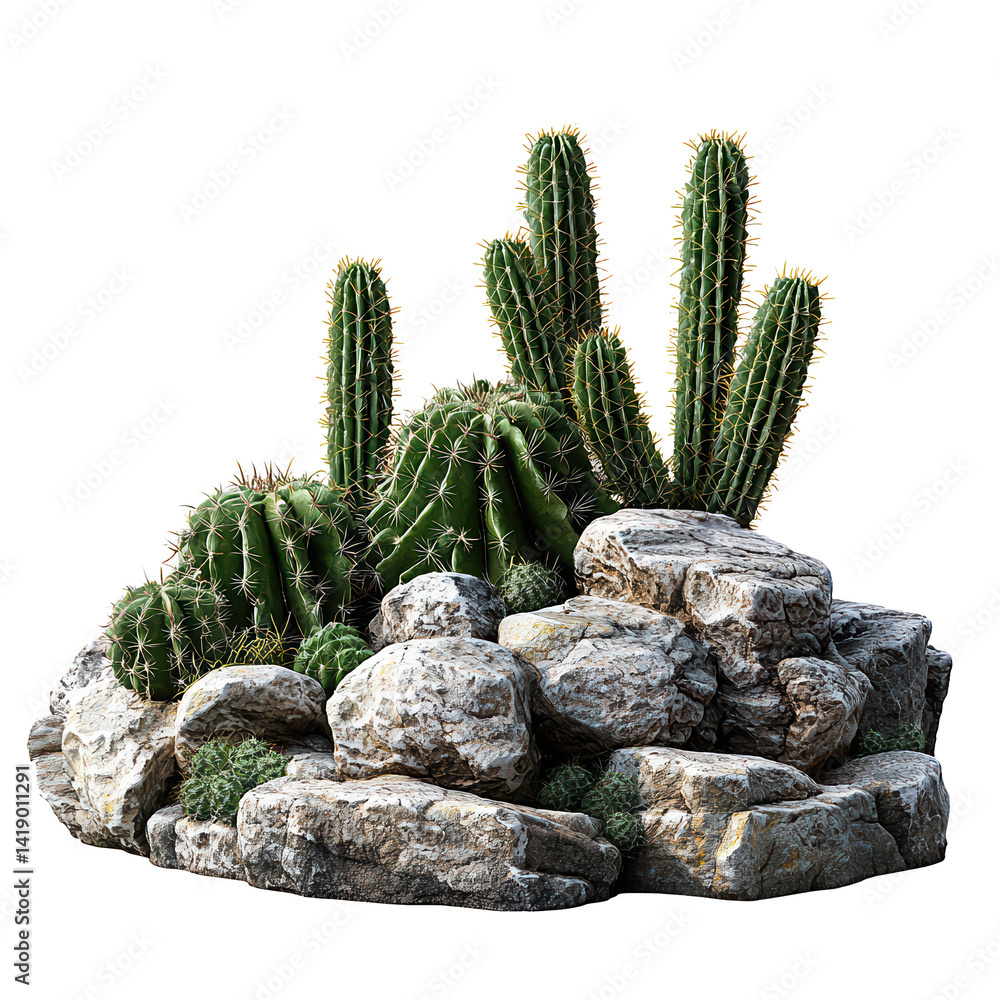 Varied group of cactus plants png dynamic desert flora collection png ...