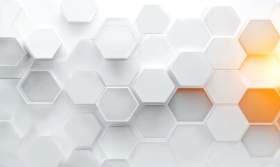 Fototapete - Minimalist geometric hexagonal pattern background with soft gradients modern white and grey tones futuristic digital art