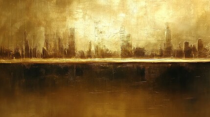 Poster - Minimalistic Gold Abstract Texture with Metallic Sheen and Horizontal Composition