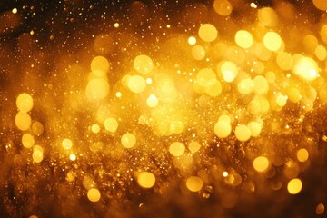 Aufkleber - Golden glittering bokeh background with glowing soft lights and warm radiant hues for festive celebration and elegant luxury design