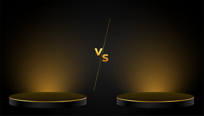 Wall Mural - black 3d podium platform for product comparison versus banner