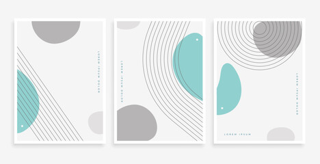 retro style boho pattern poster with abstract lines in set