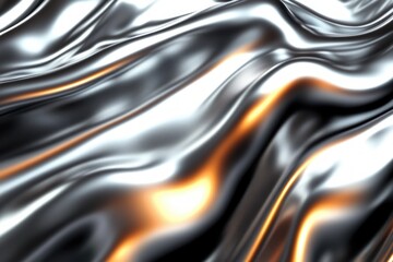 Leinwandbilder - Liquid Silver Metal Ripple Flow Abstract Background