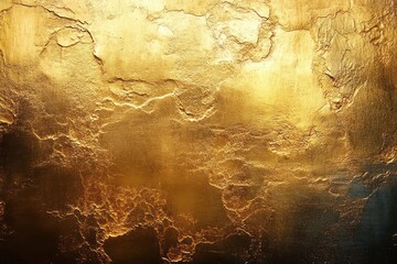 Poster - Golden textured abstract wall surface with elegant metallic pattern and luxury shiny foil design in warm yellow and brown hues