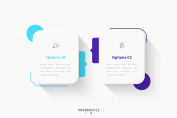 Wall Mural - Vector Infographic label design template with icons and 2 options or steps. Can be used for process diagram, presentations, workflow layout, banner, flow chart, info graph.