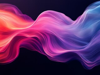 Wall Mural - vibrant pink and blue waves flow dynamically against a dark background creating an energetic and abs