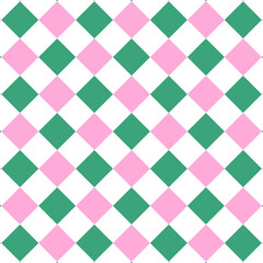 Wall Mural - Checkered plaid repeat pattern in green pink white.Geometric gingham seamless pattern for Christmas.Colorful abstract background with squares.Vector graphic wallpaper.