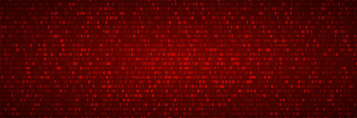 Vector streaming binary code red background. Data and technology, decryption and encryption, computer background numbers 1,0. Coding or Hacker concept. Vector illustration. eps 10