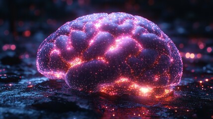 Wall Mural - glowing human brain neural network artificial intelligence concept