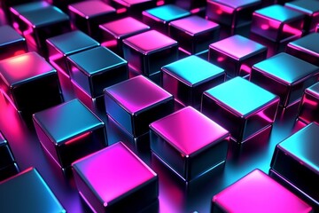 Wall Mural - Captivating abstract background featuring pink and blue neon lights.