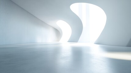 Aufkleber - Modern, minimalist interior space with smooth curves and natural light