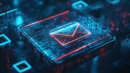 Aufkleber - Digital email icon on a futuristic circuit board