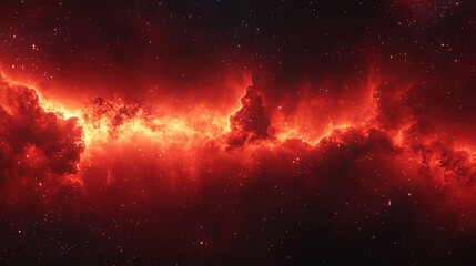 Wall Mural - intense red nebula glows brightly against a dark star-filled space. perfect for science fiction or f