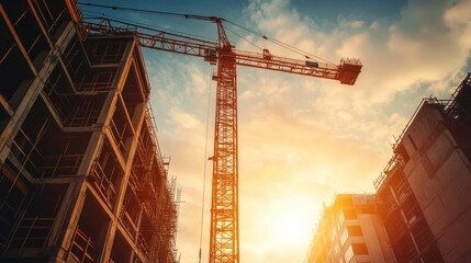 Aufkleber - Construction site under dramatic sunset