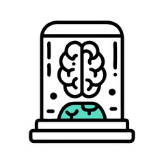 Leinwandbilder - Brain in Display Case Icon Representing Neural Technology and Cognitive Science