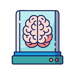 Aufkleber - Brain in Display Case Icon Representing Neural Technology and Cognitive Science