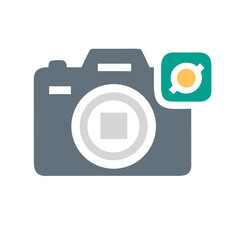Leinwandbilder - Camera with Trash Icon Representing Deleted Photos and Image Removal