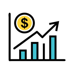 Fototapete - Chart with Arrow and Dollar Icon Representing Financial Growth and Profit