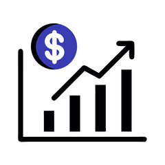 Poster - Chart with Arrow and Dollar Icon Representing Financial Growth and Profit