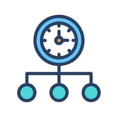 Fototapete - clock-with-workflow-nodes-icon-representing-time