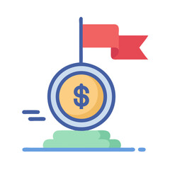 Poster - Coin with Flag Icon Representing Investment Goal and Financial Achievement