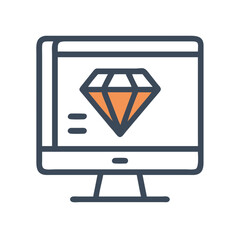 Poster - Diamond on Monitor Icon Representing Graphic Design and Creative Digital Art