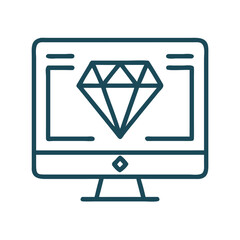 Leinwandbilder - Diamond on Monitor Icon Representing Graphic Design and Creative Digital Art