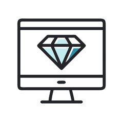 Poster - Diamond on Monitor Icon Representing Graphic Design and Creative Digital Art
