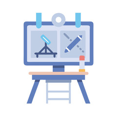 Aufkleber - Drafting Table Icon Representing Technical Drawing and Architectural Design