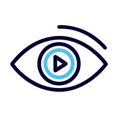 Fototapete - Eye with Play Symbol Icon Representing Media Viewing and Video Playback