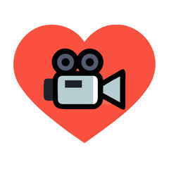 Poster - Heart with Camera Icon Representing Love for Filmmaking and Cinematic Passion