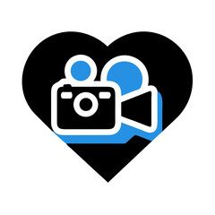 Poster - Heart with Camera Icon Representing Love for Filmmaking and Cinematic Passion