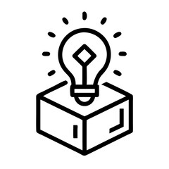 Leinwandbilder - Light Bulb on Cube Icon Representing 3D Concept and Innovative Design