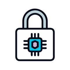 Fototapete - Lock with Chip Icon Representing Digital Security and Encryption