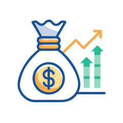 Poster - Money Bag with Growth Chart Icon Representing Financial Growth and Investment Strategy